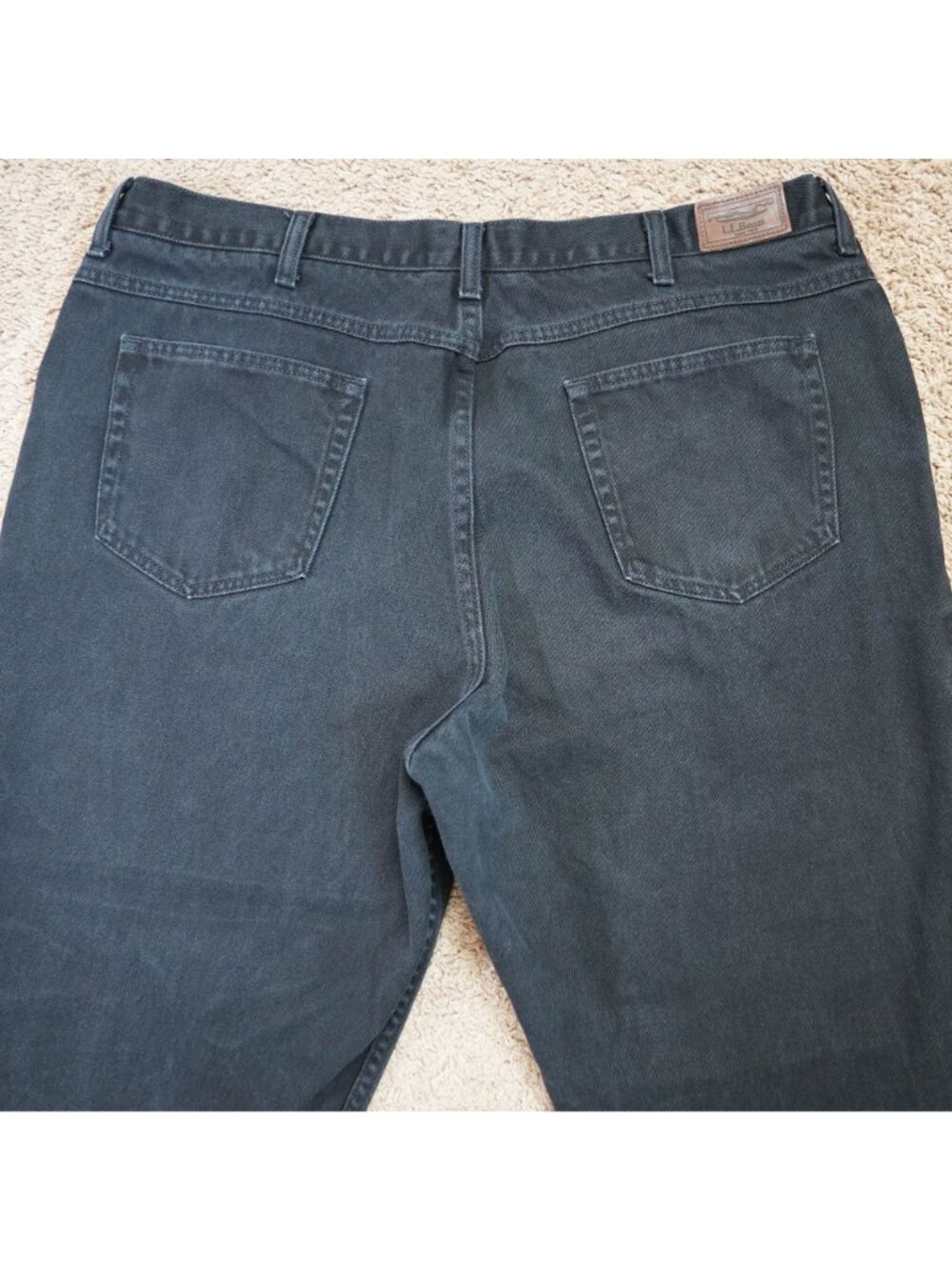 LL Bean Comfort Waist Jeans Mens Tag 42x29 Act 40x28 Black Straight Leg Denim - Picture 5 of 10